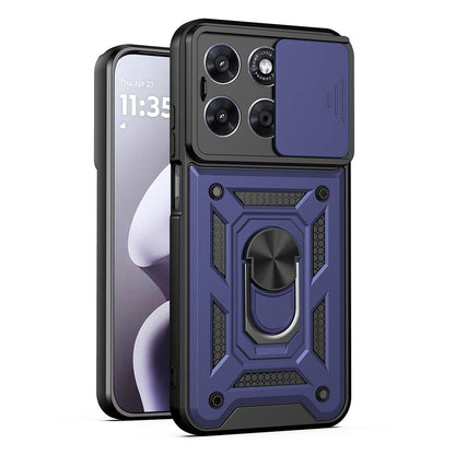 Motorola Moto G67 5G Sliding Camera Cover Magnetic Ring Stand Shockproof TPU + PC Protective Phone Case