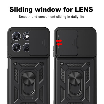 Motorola Moto G67 5G Sliding Camera Cover Magnetic Ring Stand Shockproof TPU + PC Protective Phone Case