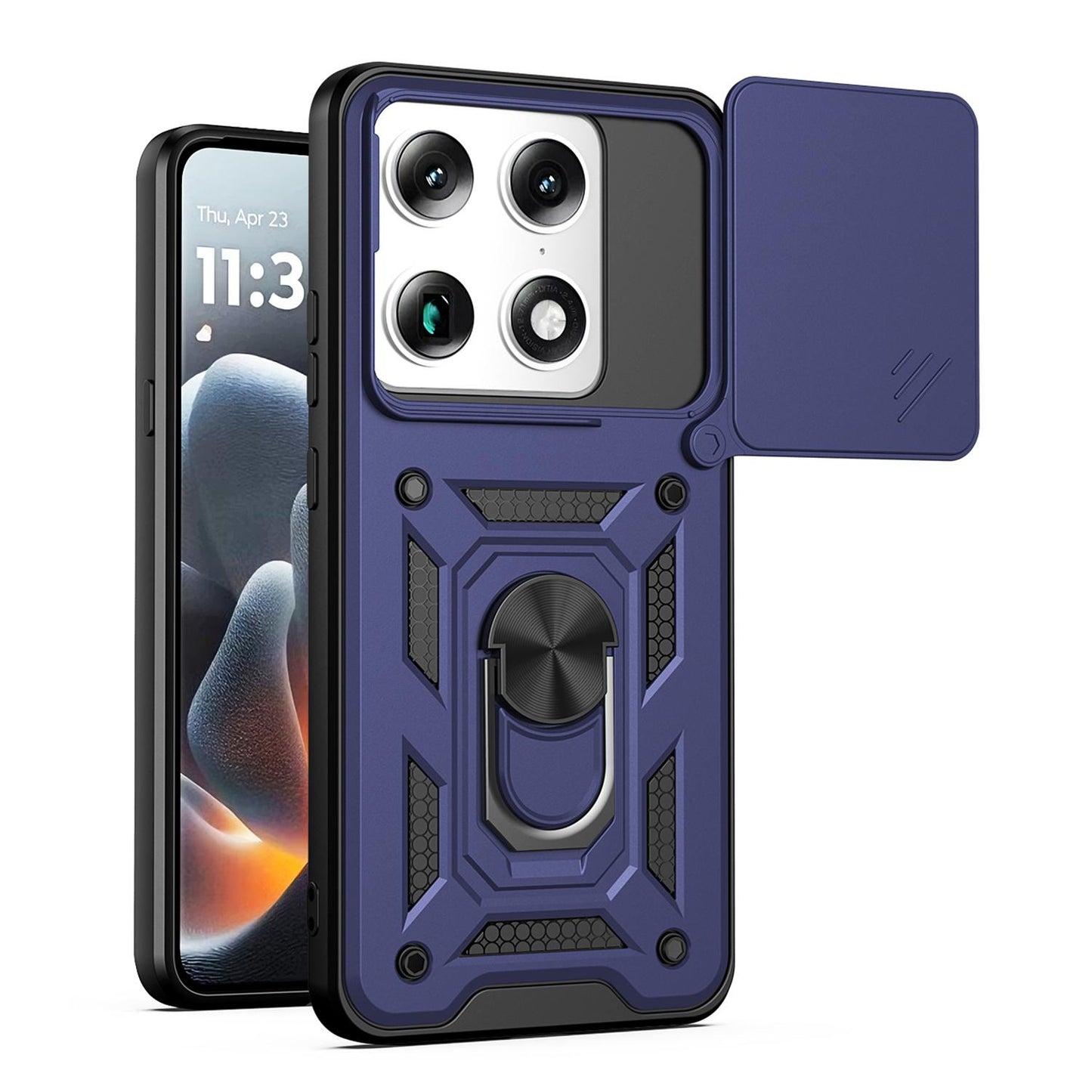 Motorola Signature 5G Sliding Camera Cover Magnetic Ring Stand Shockproof TPU + PC Protective Phone Case