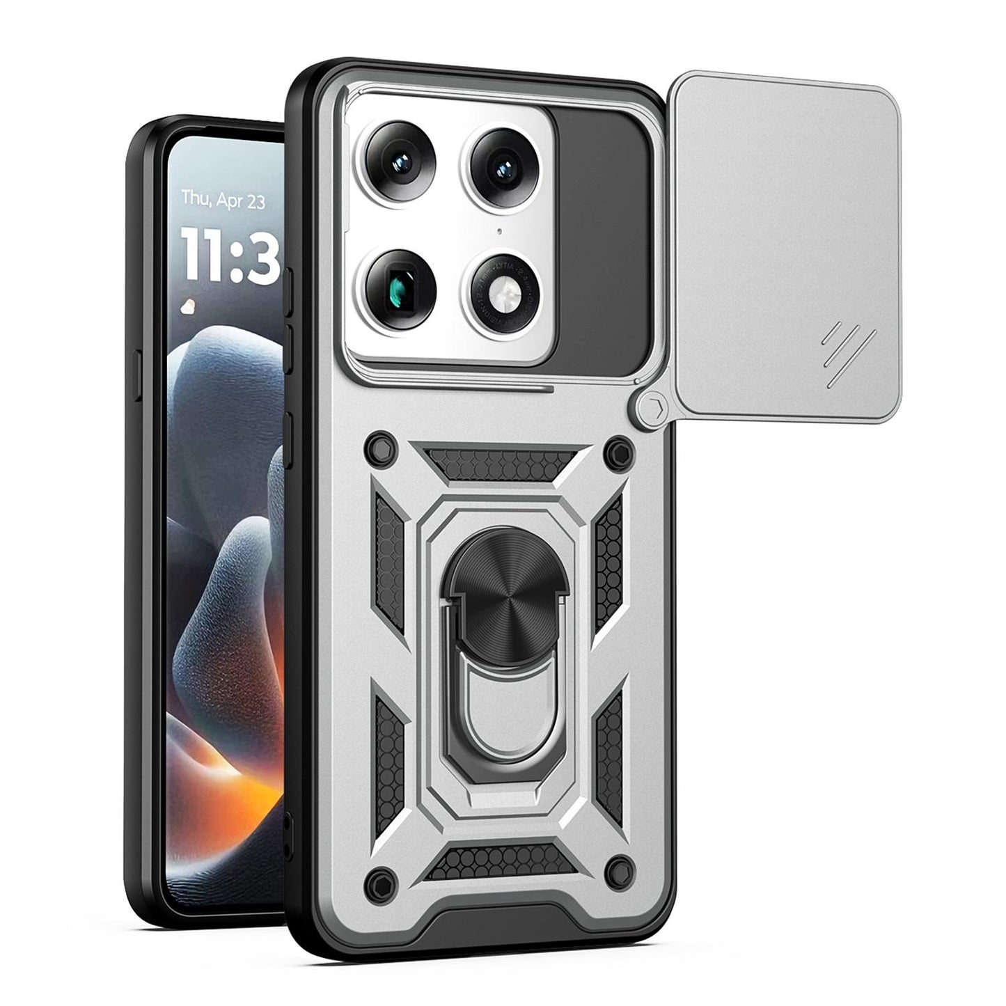Motorola Signature 5G Sliding Camera Cover Magnetic Ring Stand Shockproof TPU + PC Protective Phone Case