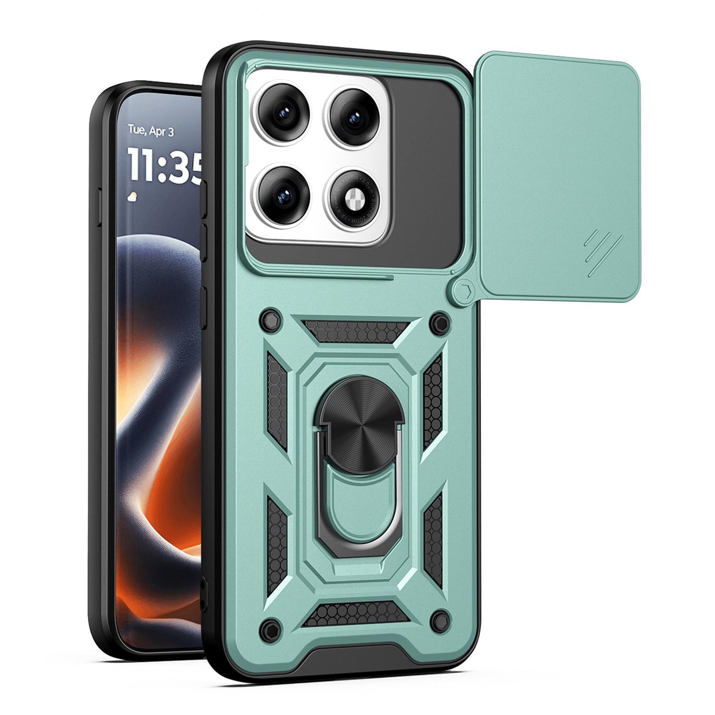 Motorola Edge 70 Pro+ Sliding Camera Cover Magnetic Ring Stand Shockproof TPU + PC Protective Phone Case