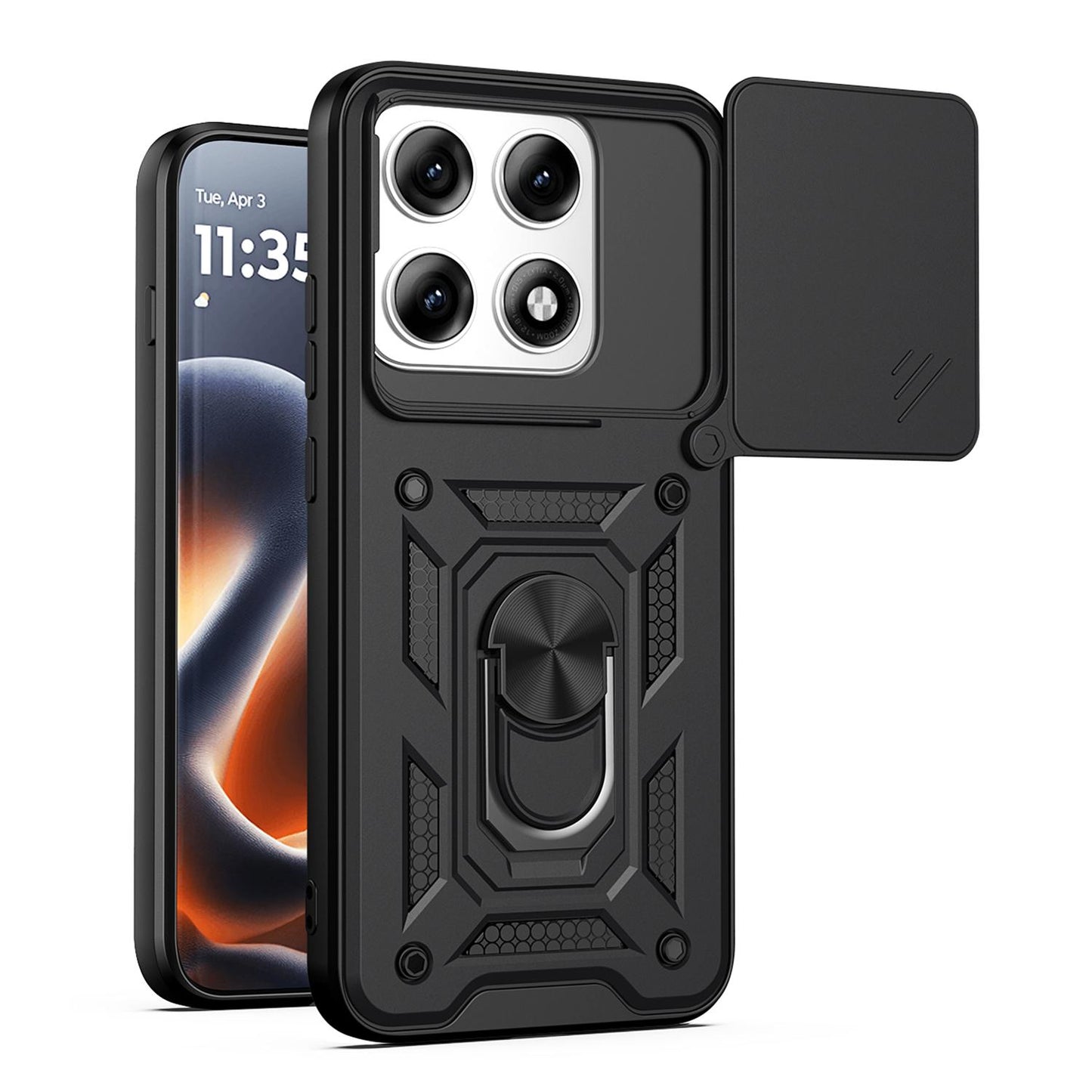 Motorola Edge 70 Pro+ Sliding Camera Cover Magnetic Ring Stand Shockproof TPU + PC Protective Phone Case