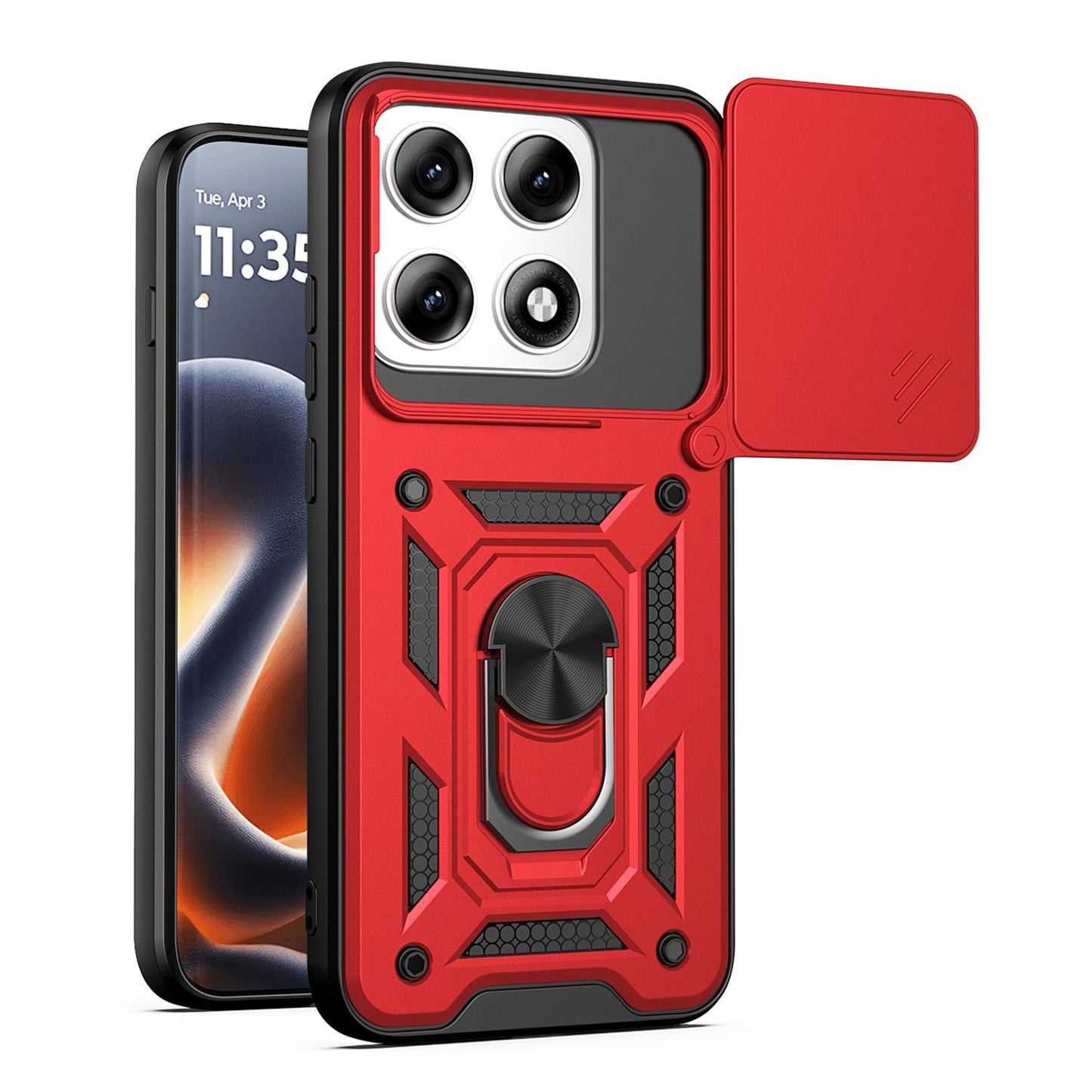 Motorola Edge 70 Pro+ Sliding Camera Cover Magnetic Ring Stand Shockproof TPU + PC Protective Phone Case