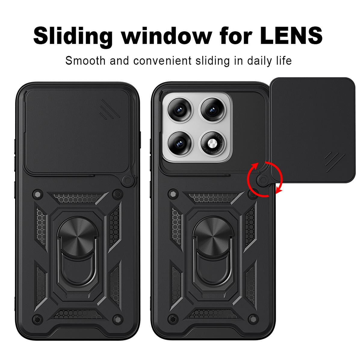 Motorola Edge 70 Pro Sliding Camera Cover Magnetic Ring Stand Shockproof TPU + PC Protective Phone Case