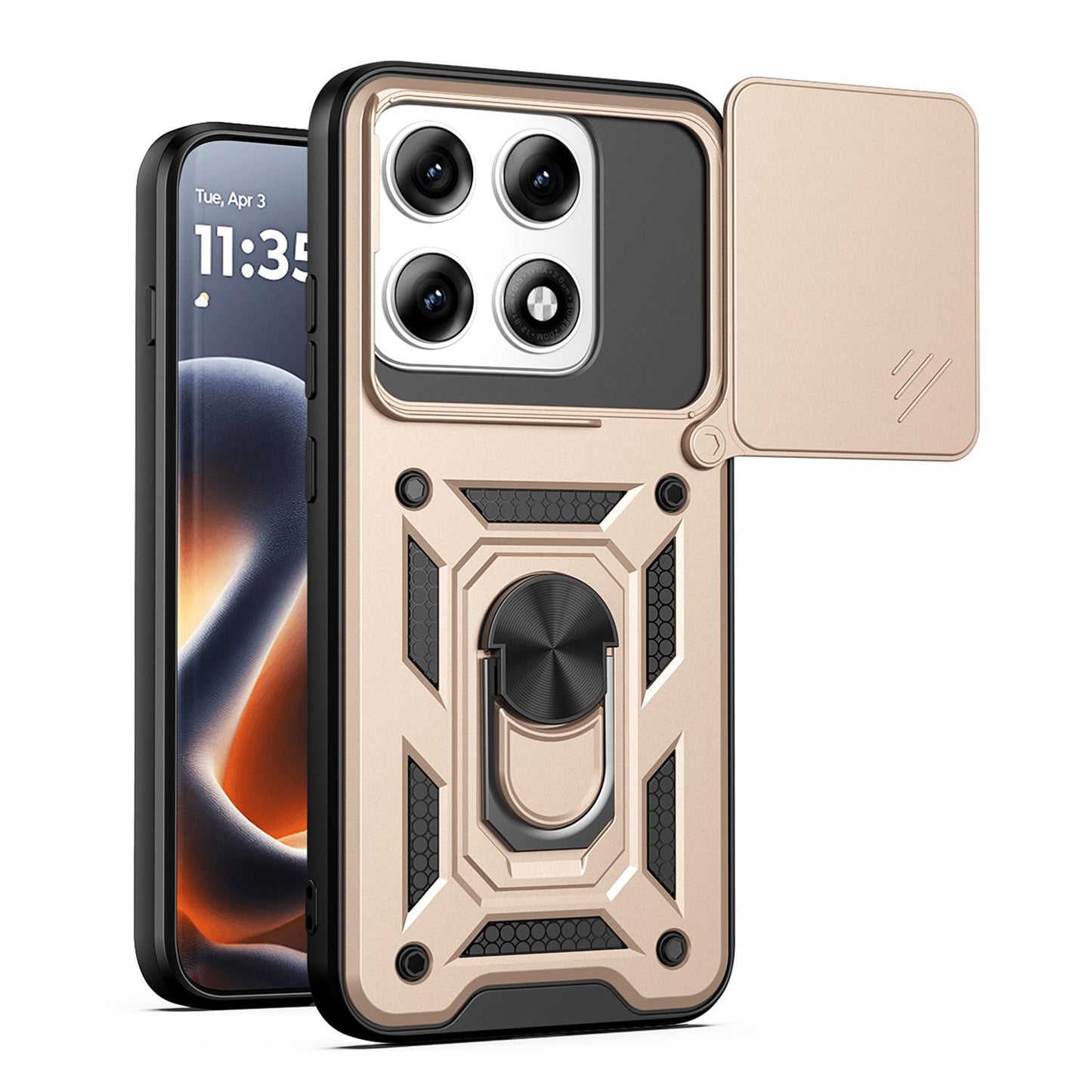 Motorola Edge 70 Pro+ Sliding Camera Cover Magnetic Ring Stand Shockproof TPU + PC Protective Phone Case