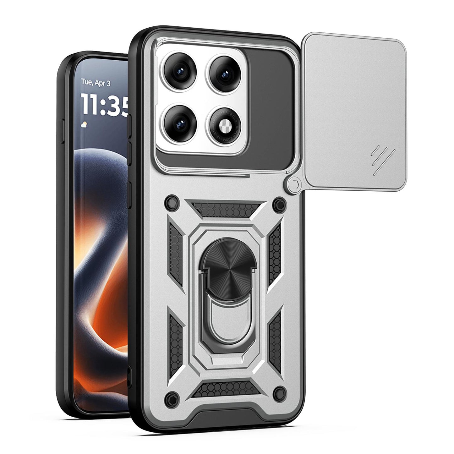 Motorola Edge 70 Pro Sliding Camera Cover Magnetic Ring Stand Shockproof TPU + PC Protective Phone Case