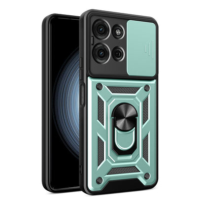 Motorola Moto G86 5G Sliding Camera Cover Magnetic Ring Stand Shockproof TPU + PC Protective Phone Case