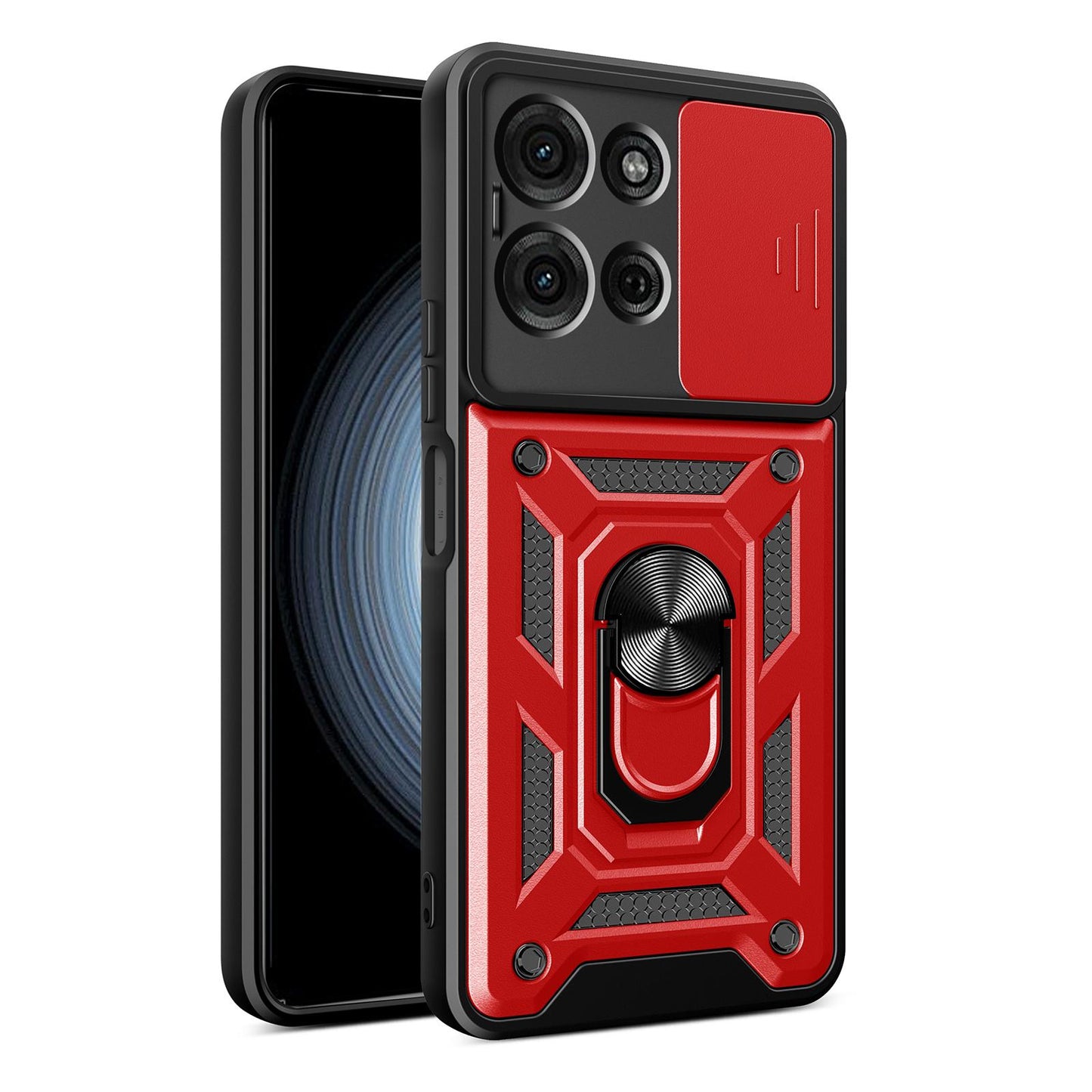 Motorola Moto G86 5G Sliding Camera Cover Magnetic Ring Stand Shockproof TPU + PC Protective Phone Case