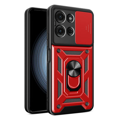 Motorola Moto G86 5G Sliding Camera Cover Magnetic Ring Stand Shockproof TPU + PC Protective Phone Case