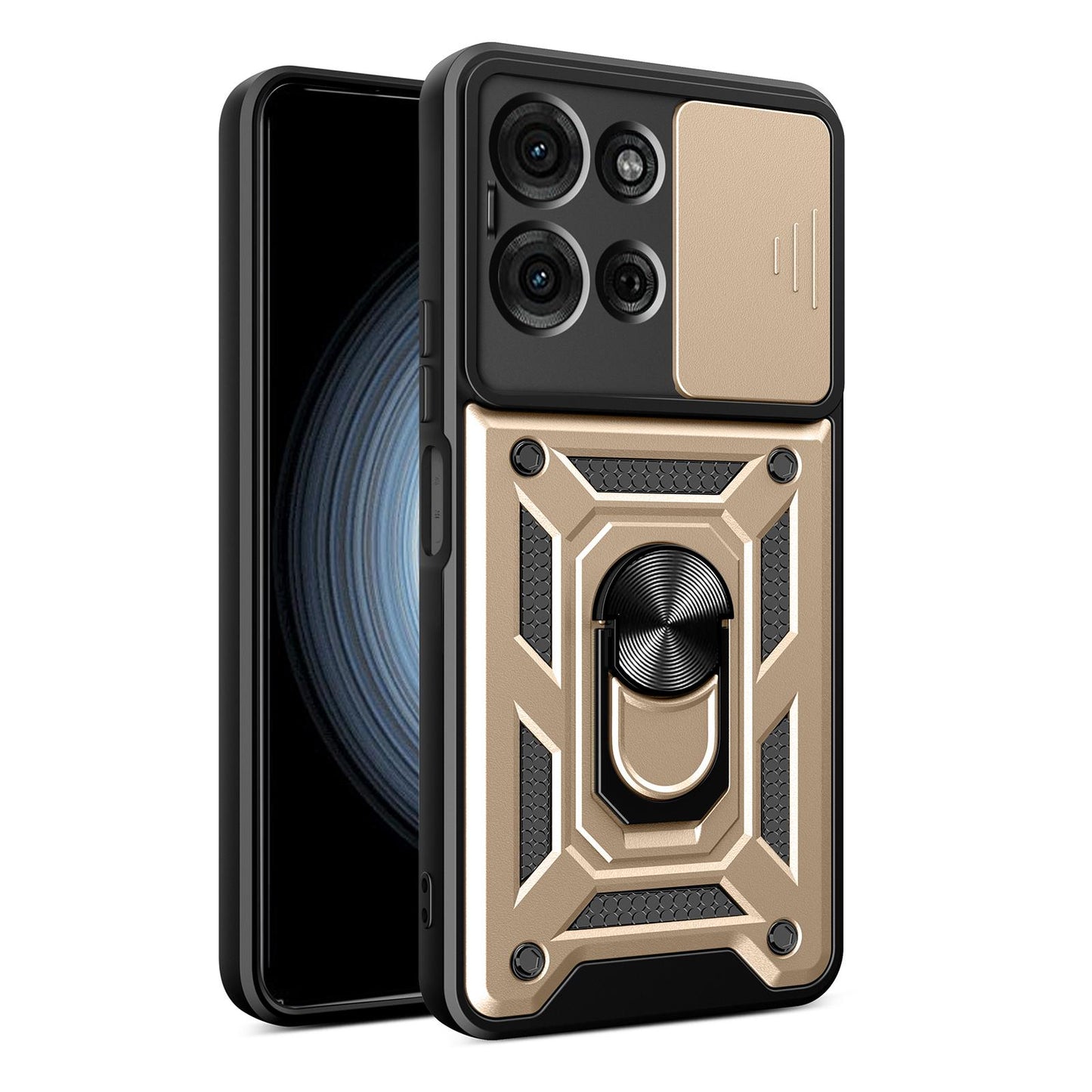 Motorola Moto G86 5G Sliding Camera Cover Magnetic Ring Stand Shockproof TPU + PC Protective Phone Case