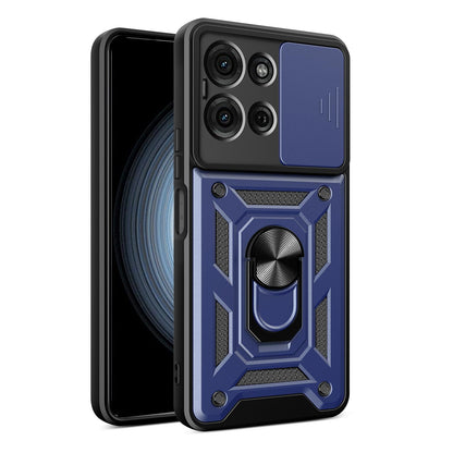 Motorola Moto G86 5G Sliding Camera Cover Magnetic Ring Stand Shockproof TPU + PC Protective Phone Case