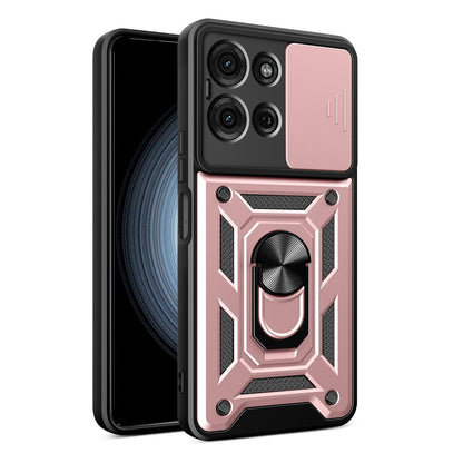 Motorola Moto G86 5G Sliding Camera Cover Magnetic Ring Stand Shockproof TPU + PC Protective Phone Case