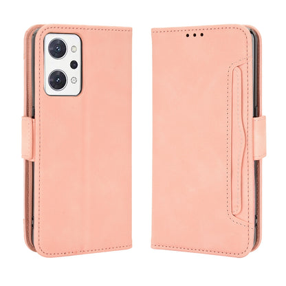 OPPO Reno7 A Skin Feel PU Leather Wallet Phone Case with Card Slots, Cash Pocket, Magnetic Closure, Built-In Stand, Full Protection TPU Cover