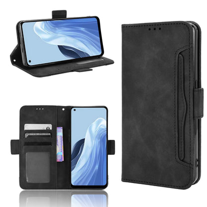 OPPO Reno7 A Skin Feel PU Leather Wallet Phone Case with Card Slots, Cash Pocket, Magnetic Closure, Built-In Stand, Full Protection TPU Cover