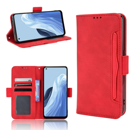 OPPO Reno7 A Skin Feel PU Leather Wallet Phone Case with Card Slots, Cash Pocket, Magnetic Closure, Built-In Stand, Full Protection TPU Cover