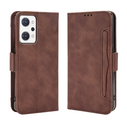 OPPO Reno7 A Skin Feel PU Leather Wallet Phone Case with Card Slots, Cash Pocket, Magnetic Closure, Built-In Stand, Full Protection TPU Cover