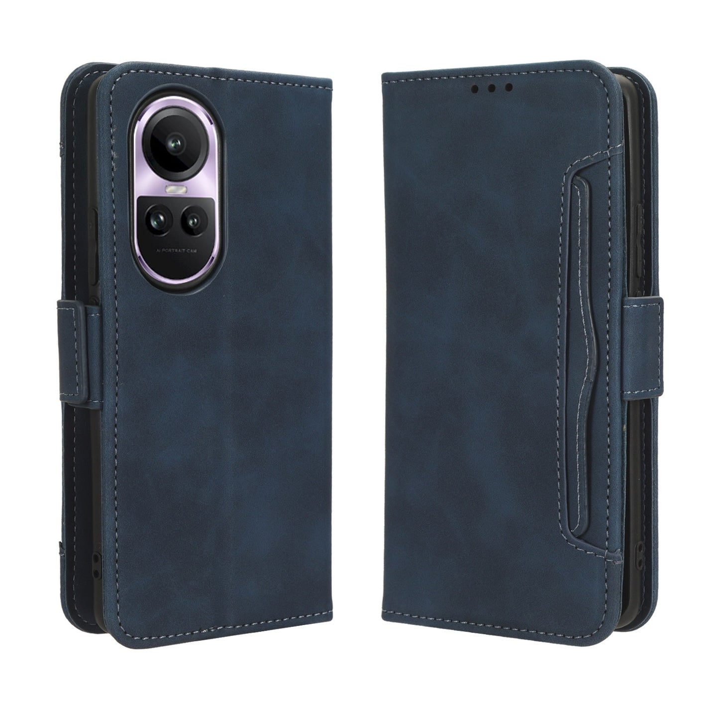 OPPO Reno10 Pro Skin Feel PU Leather Wallet Phone Case with Card Slots, Cash Pocket, Magnetic Closure, Built-In Stand, Full Protection TPU Cover
