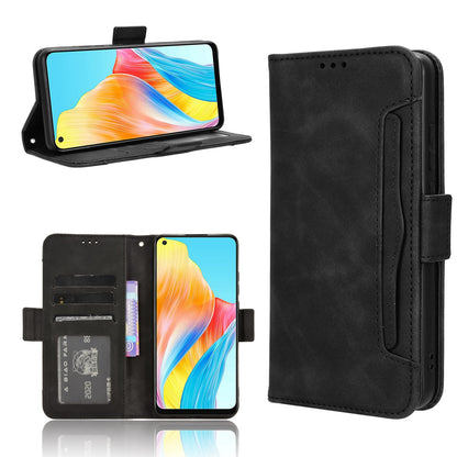 OPPO A58 4G Skin Feel PU Leather Wallet Phone Case with Card Slots, Cash Pocket, Magnetic Closure, Built-In Stand, Full Protection TPU Cover