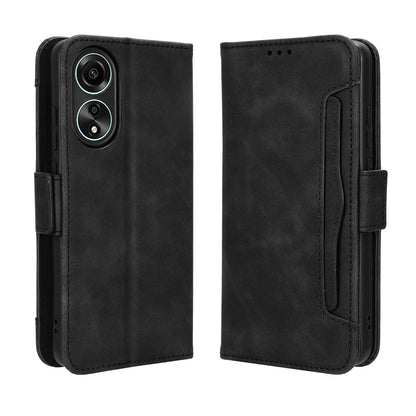 OPPO A58 4G Skin Feel PU Leather Wallet Phone Case with Card Slots, Cash Pocket, Magnetic Closure, Built-In Stand, Full Protection TPU Cover