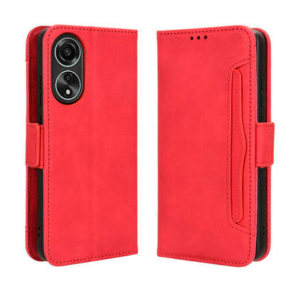 OPPO A58 4G Skin Feel PU Leather Wallet Phone Case with Card Slots, Cash Pocket, Magnetic Closure, Built-In Stand, Full Protection TPU Cover