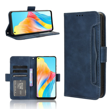 OPPO A58 4G Skin Feel PU Leather Wallet Phone Case with Card Slots, Cash Pocket, Magnetic Closure, Built-In Stand, Full Protection TPU Cover
