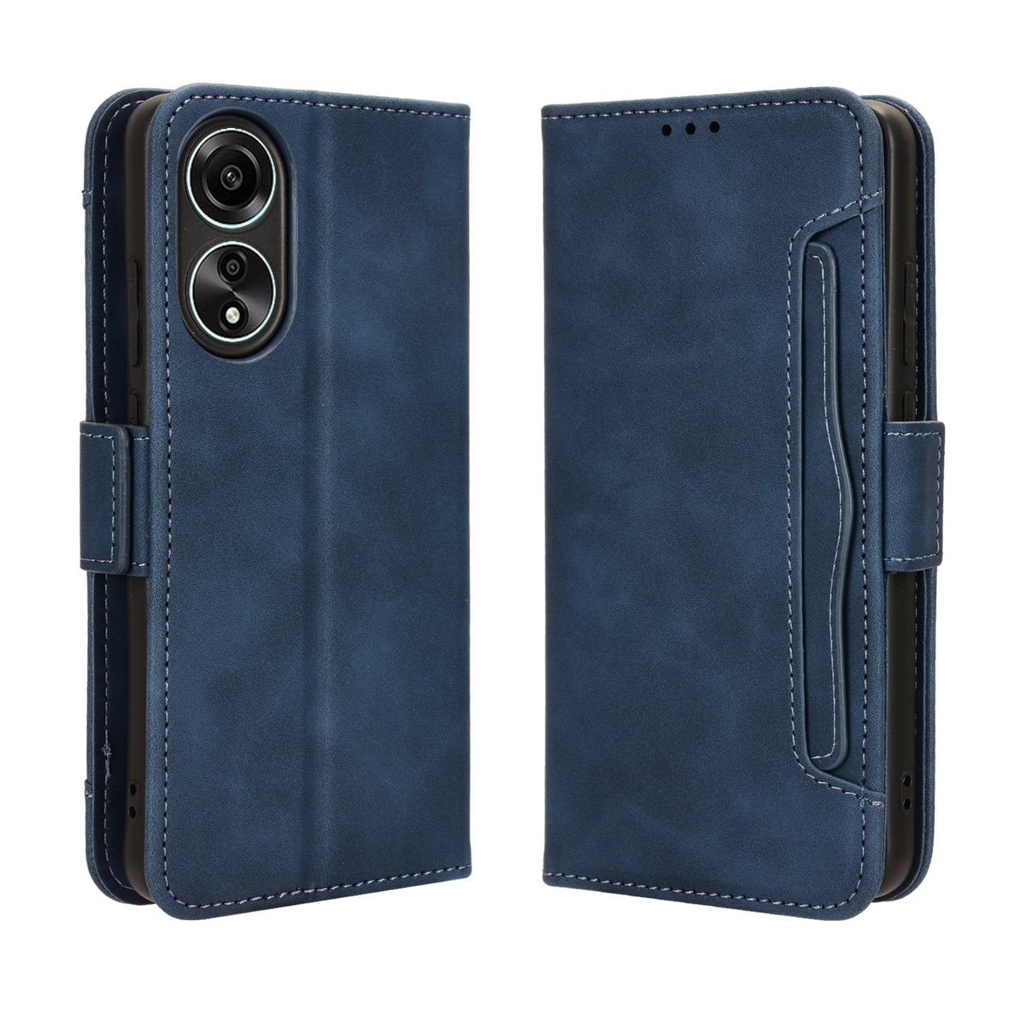 OPPO A58 4G Skin Feel PU Leather Wallet Phone Case with Card Slots, Cash Pocket, Magnetic Closure, Built-In Stand, Full Protection TPU Cover