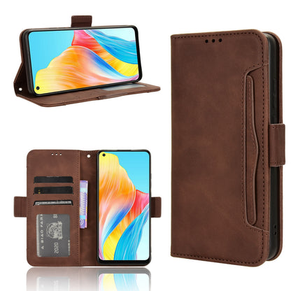 OPPO A58 4G Skin Feel PU Leather Wallet Phone Case with Card Slots, Cash Pocket, Magnetic Closure, Built-In Stand, Full Protection TPU Cover