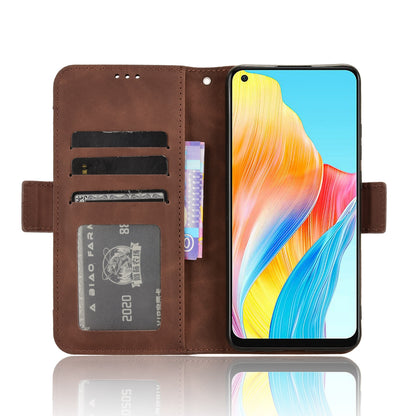 OPPO A58 4G Skin Feel PU Leather Wallet Phone Case with Card Slots, Cash Pocket, Magnetic Closure, Built-In Stand, Full Protection TPU Cover