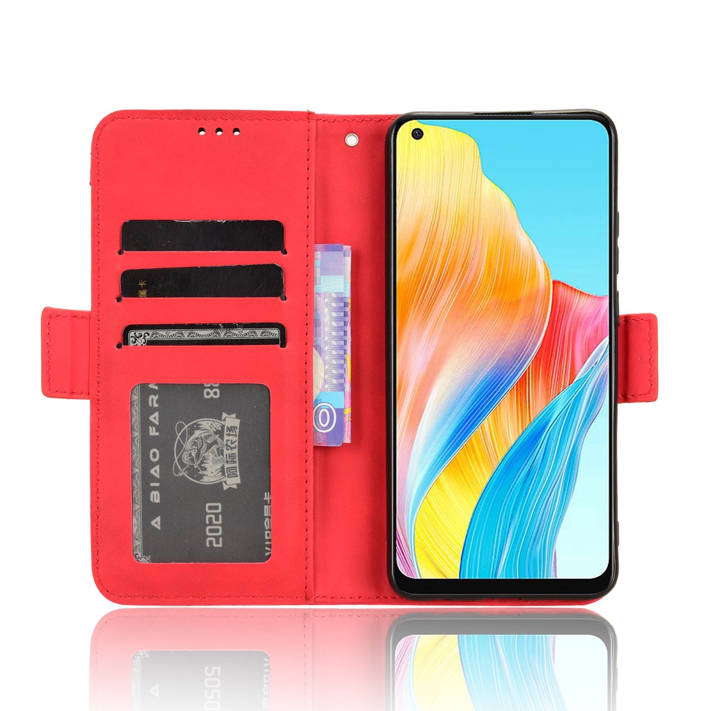 OPPO A78 4G Skin Feel PU Leather Wallet Phone Case with Card Slots, Cash Pocket, Magnetic Closure, Built-In Stand, Full Protection TPU Cover