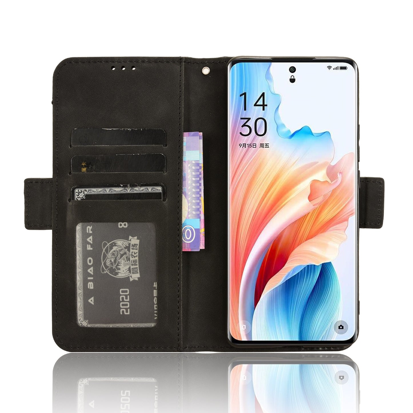 OPPO A2 Pro 5G Skin Feel PU Leather Wallet Phone Case with Card Slots, Cash Pocket, Magnetic Closure, Built-In Stand, Full Protection TPU Cover