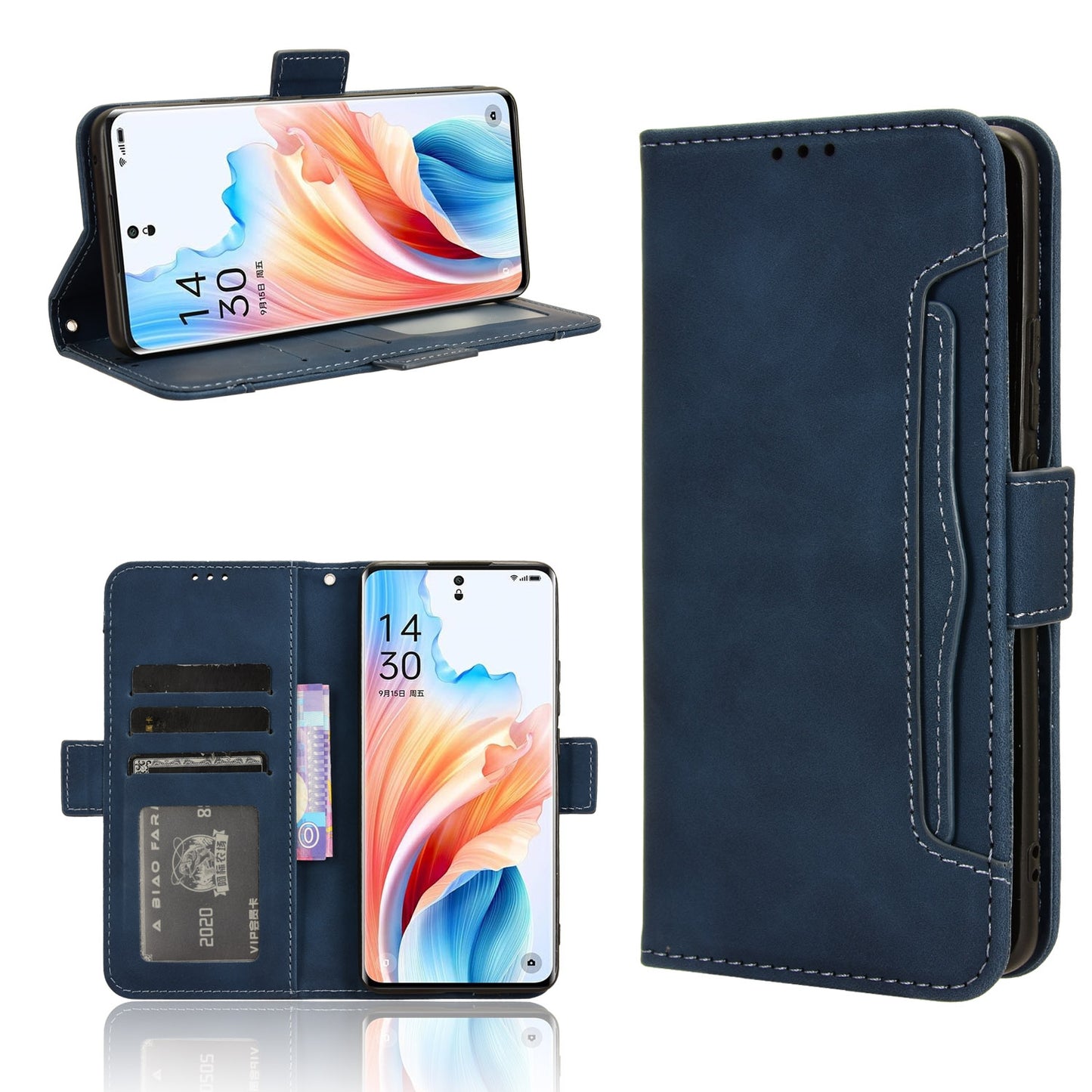 OPPO A2 Pro 5G Skin Feel PU Leather Wallet Phone Case with Card Slots, Cash Pocket, Magnetic Closure, Built-In Stand, Full Protection TPU Cover