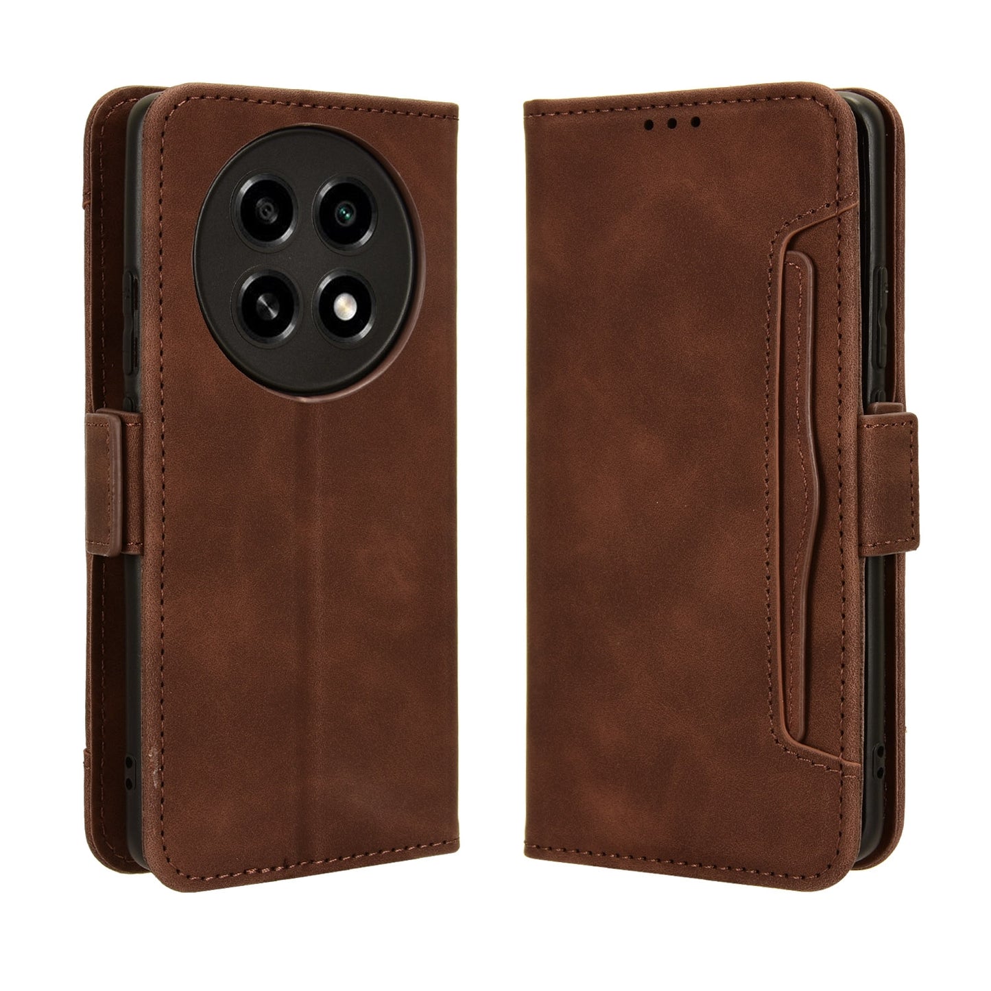 OPPO A2 Pro 5G Skin Feel PU Leather Wallet Phone Case with Card Slots, Cash Pocket, Magnetic Closure, Built-In Stand, Full Protection TPU Cover