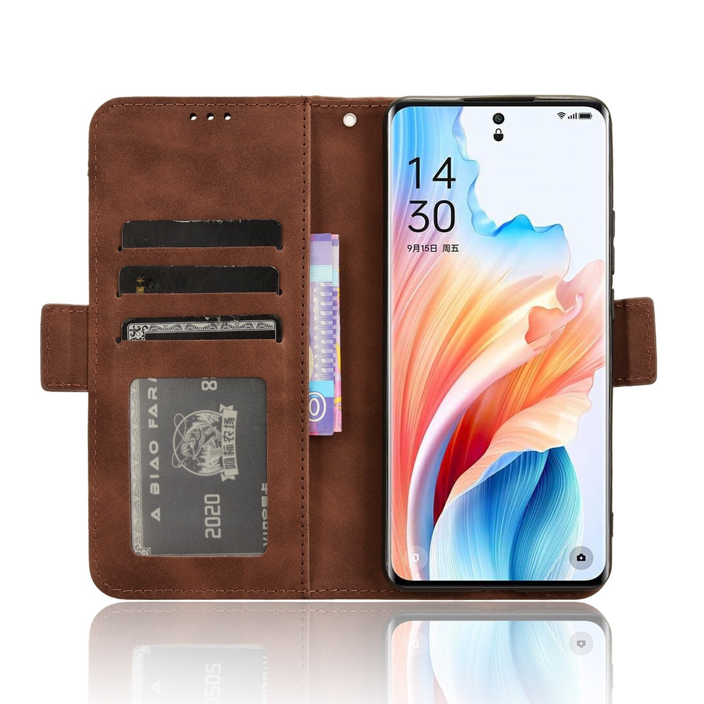 OPPO A2 Pro 5G Skin Feel PU Leather Wallet Phone Case with Card Slots, Cash Pocket, Magnetic Closure, Built-In Stand, Full Protection TPU Cover
