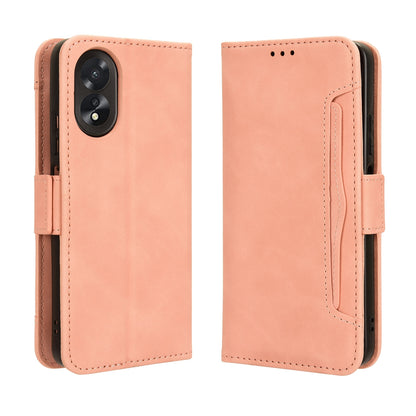 OPPO A18 4G Skin Feel PU Leather Wallet Phone Case with Card Slots, Cash Pocket, Magnetic Closure, Built-In Stand, Full Protection TPU Cover