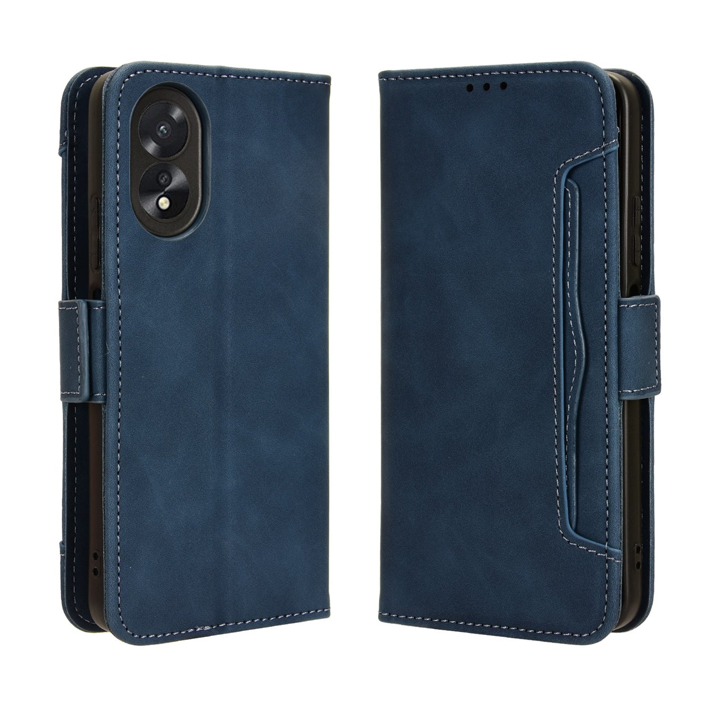 OPPO A18 4G Skin Feel PU Leather Wallet Phone Case with Card Slots, Cash Pocket, Magnetic Closure, Built-In Stand, Full Protection TPU Cover