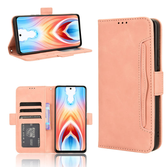 OPPO A2 5G Skin Feel PU Leather Wallet Phone Case with Card Slots, Cash Pocket, Magnetic Closure, Built-In Stand, Full Protection TPU Cover
