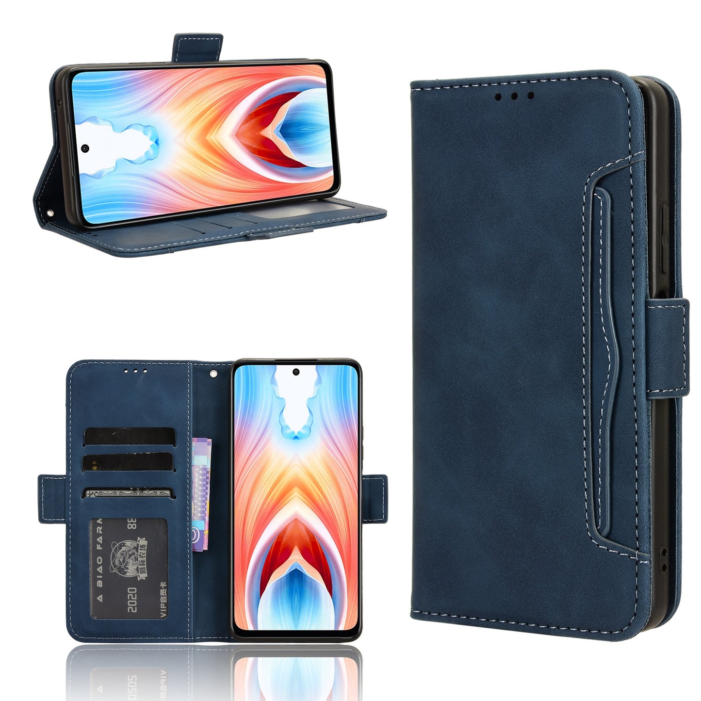 OPPO A79 5G Skin Feel PU Leather Wallet Phone Case with Card Slots, Cash Pocket, Magnetic Closure, Built-In Stand, Full Protection TPU Cover