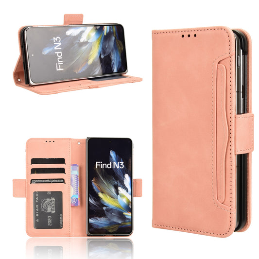 OPPO Find N3 Skin Feel PU Leather Wallet Phone Case with Card Slots, Cash Pocket, Magnetic Closure, Built-In Stand, Full Protection TPU Cover