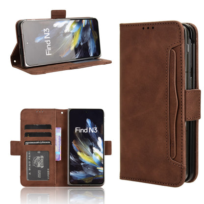 OPPO Find N3 Skin Feel PU Leather Wallet Phone Case with Card Slots, Cash Pocket, Magnetic Closure, Built-In Stand, Full Protection TPU Cover