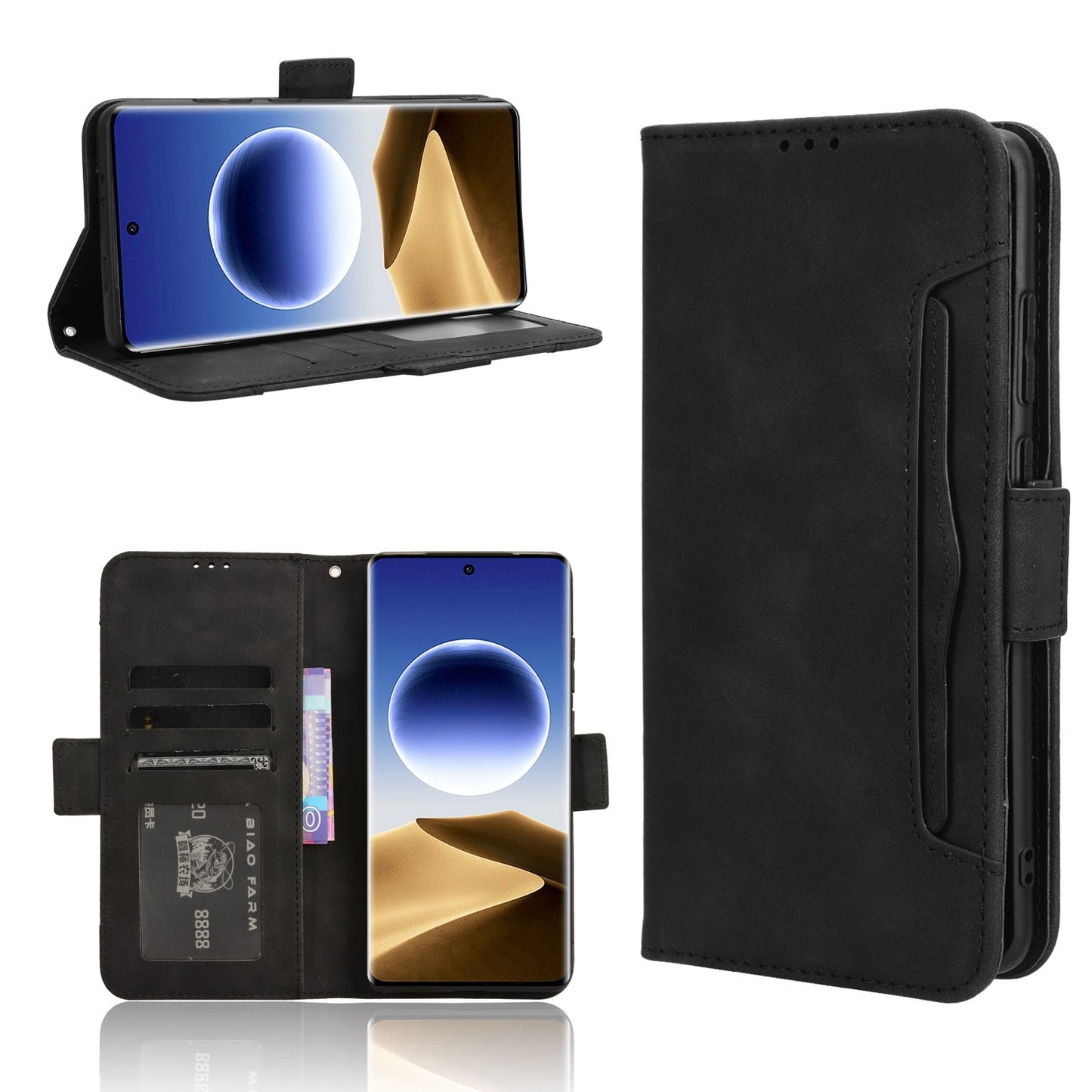 OPPO Find X7 Ultra 5G Skin Feel PU Leather Wallet Phone Case with Card Slots, Cash Pocket, Magnetic Closure, Built-In Stand, Full Protection TPU Cover