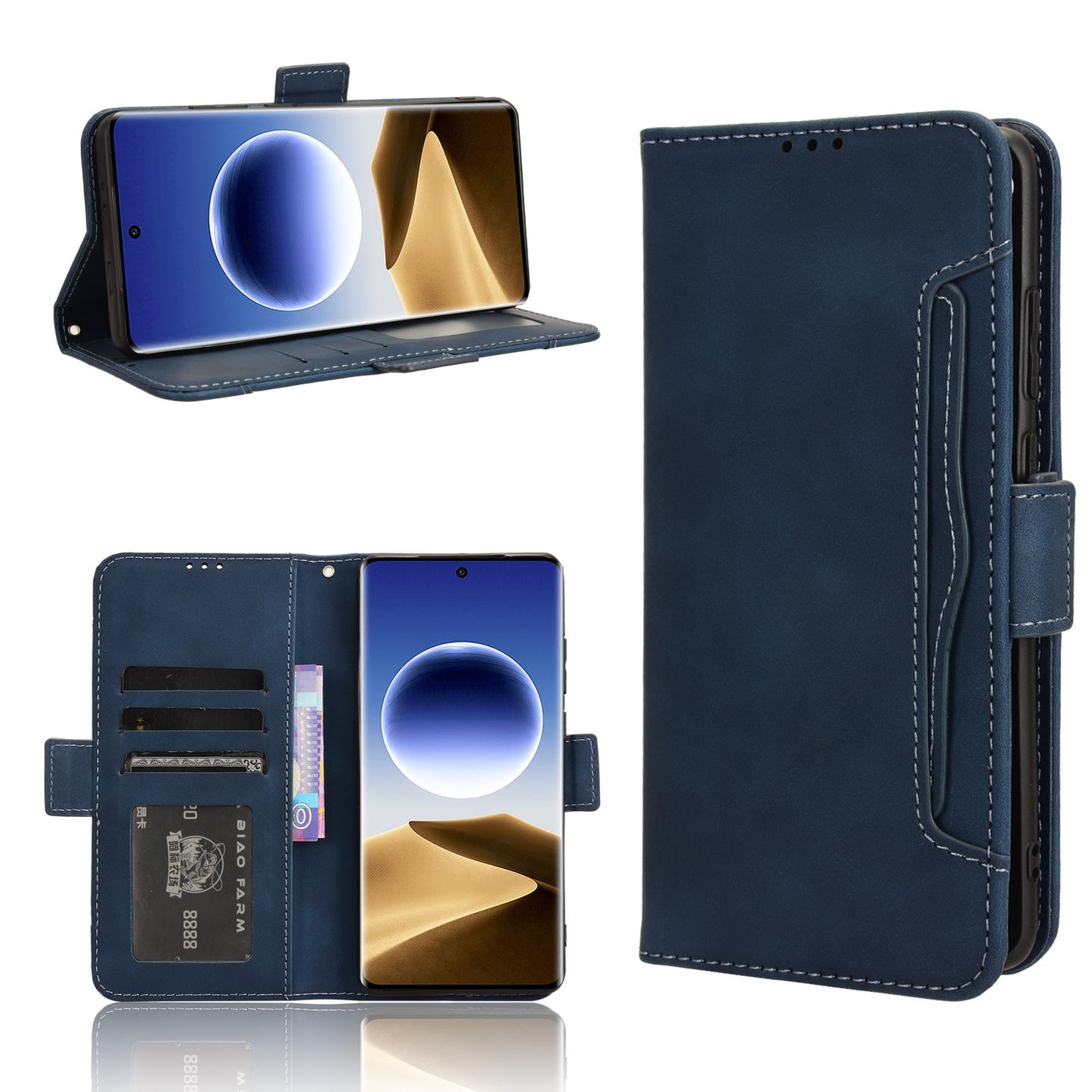 OPPO Find X7 Ultra 5G Skin Feel PU Leather Wallet Phone Case with Card Slots, Cash Pocket, Magnetic Closure, Built-In Stand, Full Protection TPU Cover