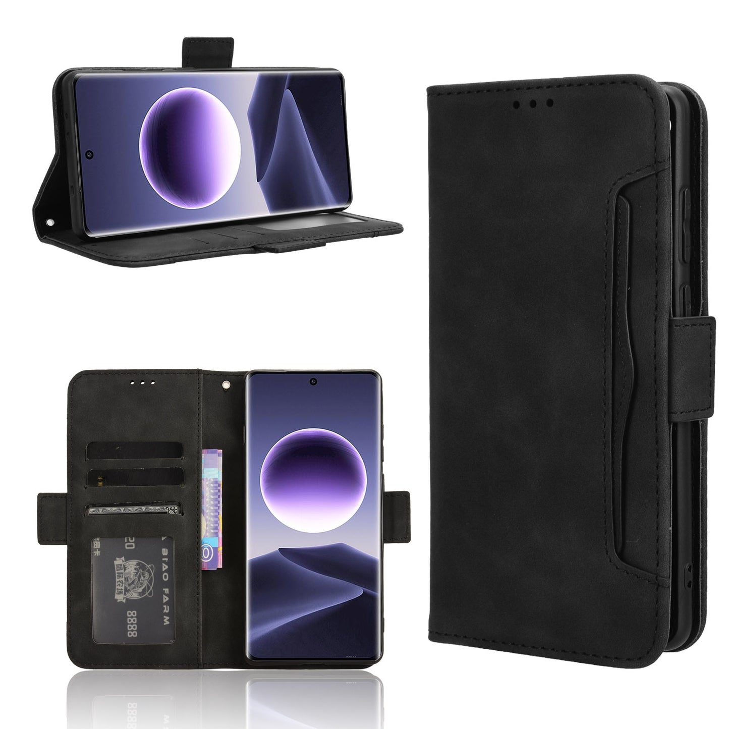 OPPO Find X7 5G Skin Feel PU Leather Wallet Phone Case with Card Slots, Cash Pocket, Magnetic Closure, Built-In Stand, Full Protection TPU Cover
