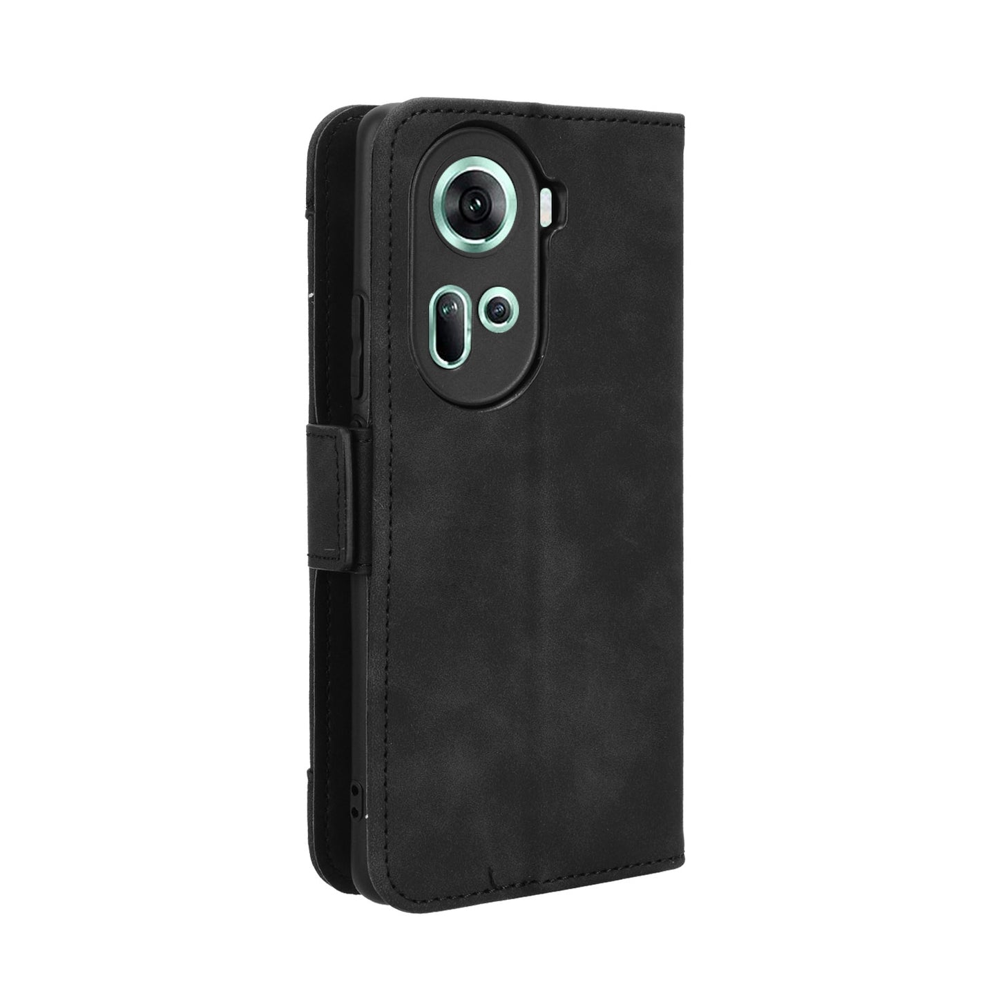 OPPO Reno11 5G Skin Feel PU Leather Wallet Phone Case with Card Slots, Cash Pocket, Magnetic Closure, Built-In Stand, Full Protection TPU Cover