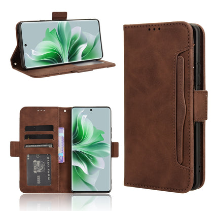 OPPO Reno11 5G Skin Feel PU Leather Wallet Phone Case with Card Slots, Cash Pocket, Magnetic Closure, Built-In Stand, Full Protection TPU Cover