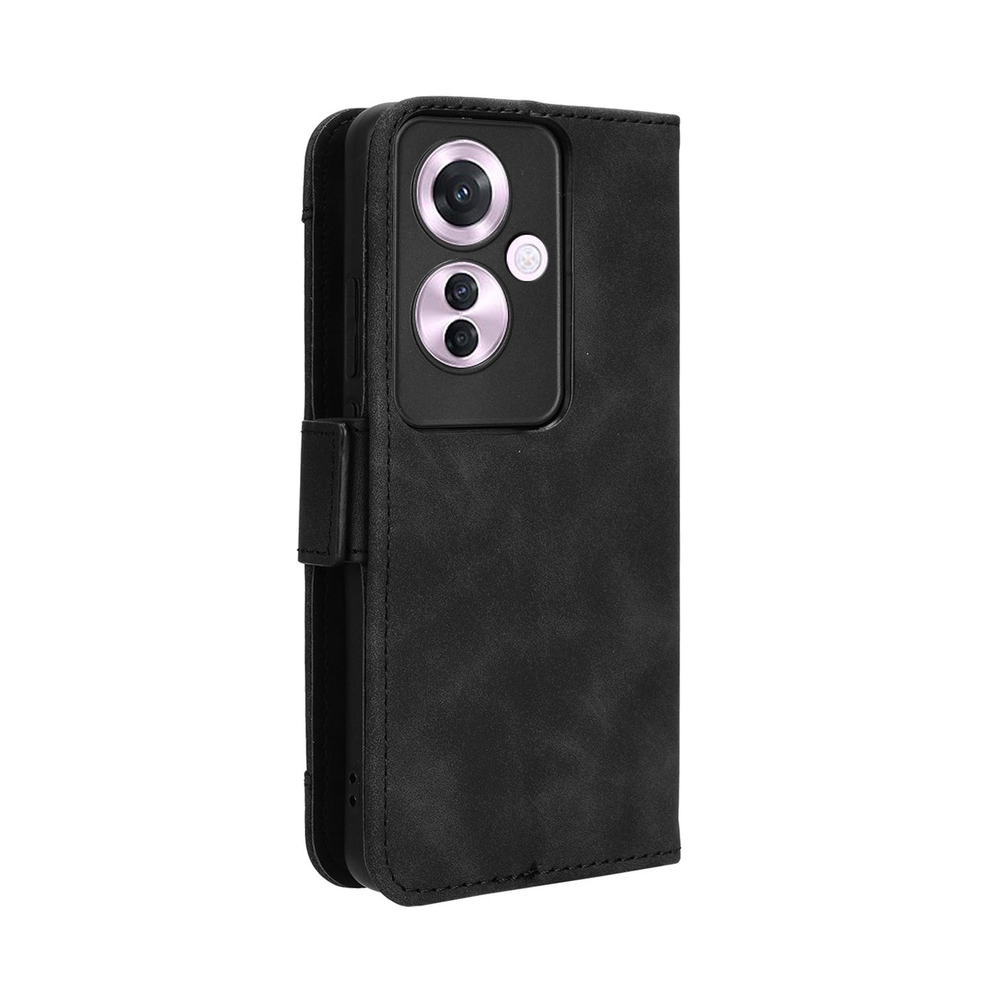 OPPO F25 Pro 5G Skin Feel PU Leather Wallet Phone Case with Card Slots, Cash Pocket, Magnetic Closure, Built-In Stand, Full Protection TPU Cover