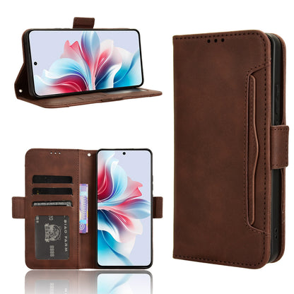 OPPO Reno11 F 5G Skin Feel PU Leather Wallet Phone Case with Card Slots, Cash Pocket, Magnetic Closure, Built-In Stand, Full Protection TPU Cover