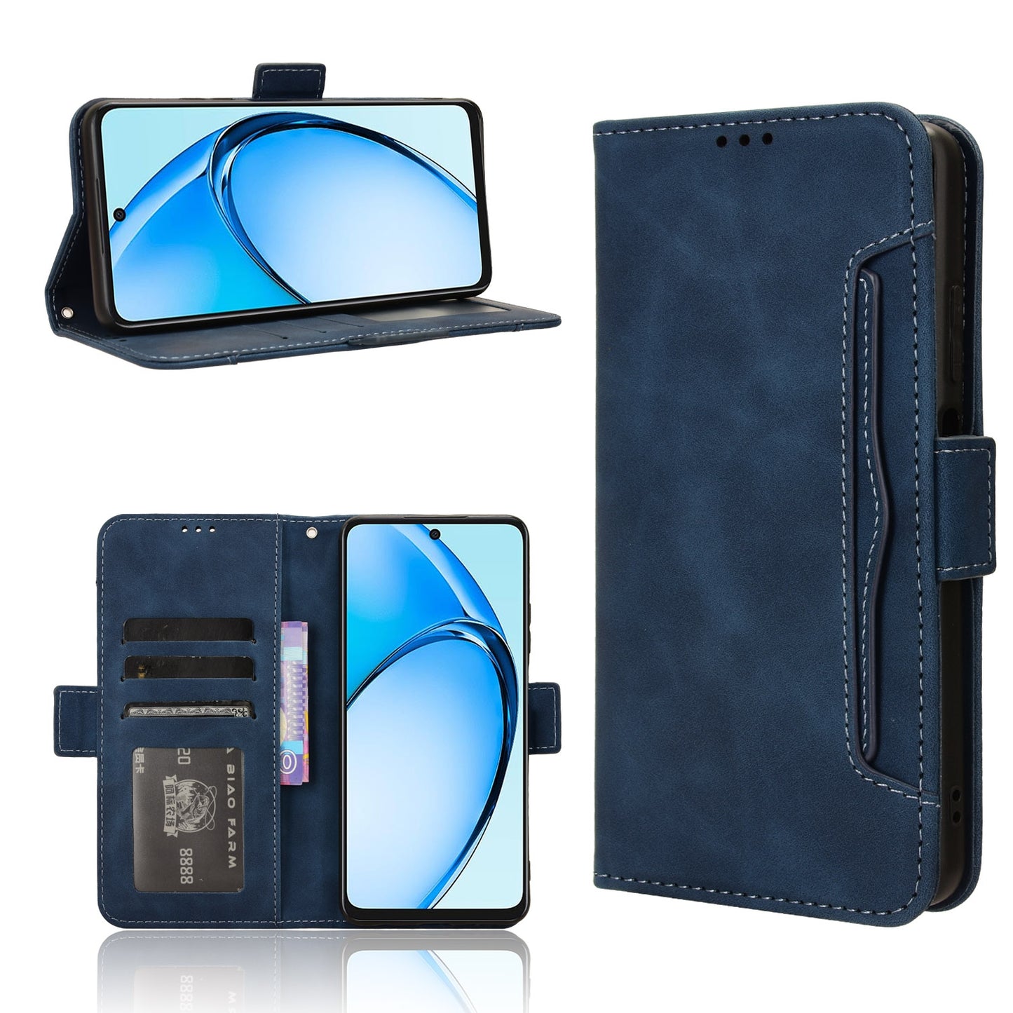 OPPO A60 4G Skin Feel PU Leather Wallet Phone Case with Card Slots, Cash Pocket, Magnetic Closure, Built-In Stand, Full Protection TPU Cover