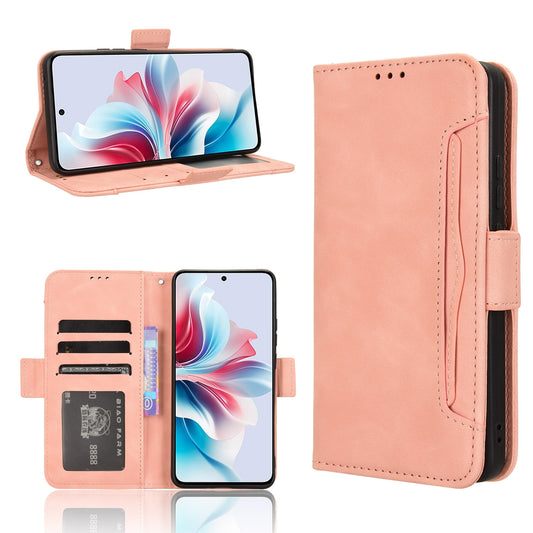 OPPO Reno11 PJH110 Skin Feel PU Leather Wallet Phone Case with Card Slots, Cash Pocket, Magnetic Closure, Built-In Stand, Full Protection TPU Cover