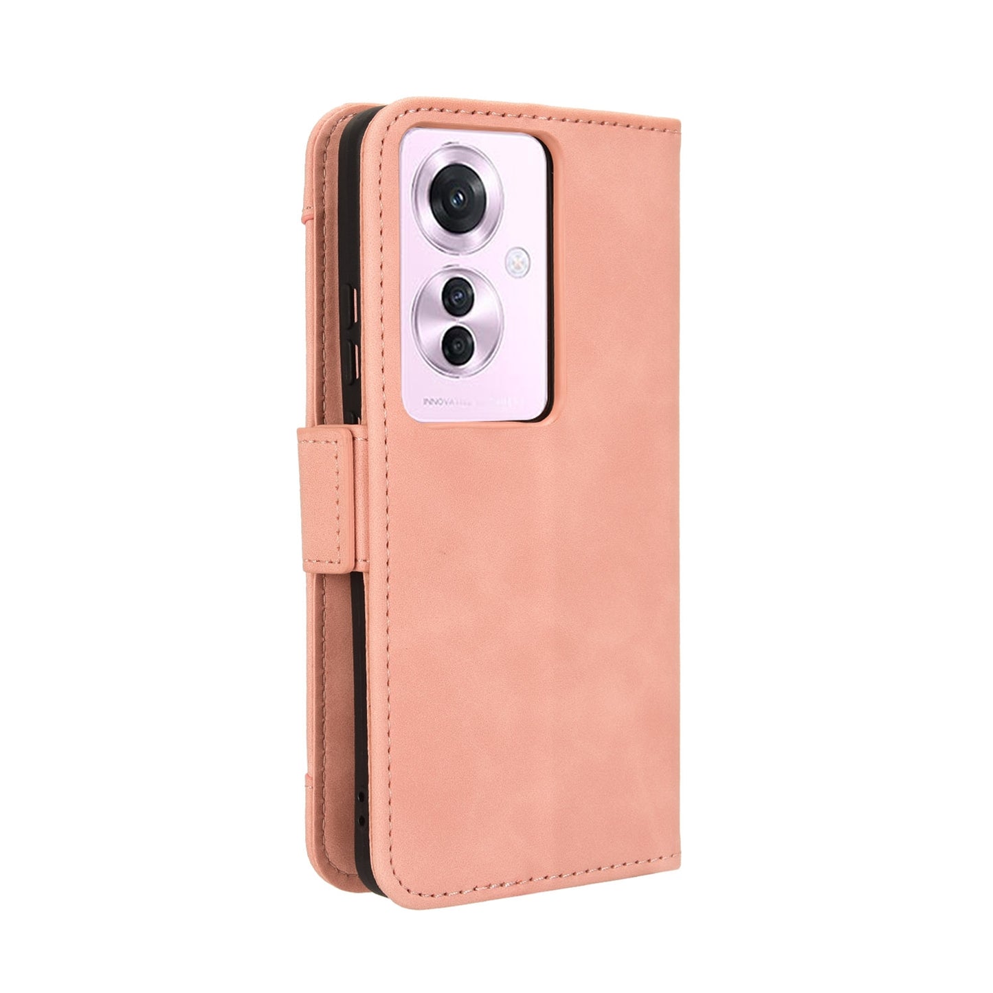 OPPO Reno11 PJH110 Skin Feel PU Leather Wallet Phone Case with Card Slots, Cash Pocket, Magnetic Closure, Built-In Stand, Full Protection TPU Cover