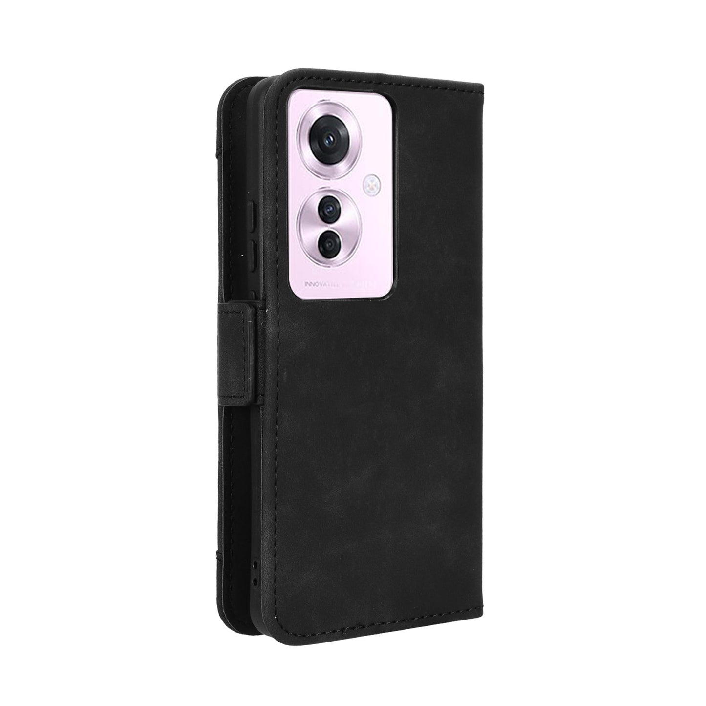 OPPO Reno11 PJH110 Skin Feel PU Leather Wallet Phone Case with Card Slots, Cash Pocket, Magnetic Closure, Built-In Stand, Full Protection TPU Cover